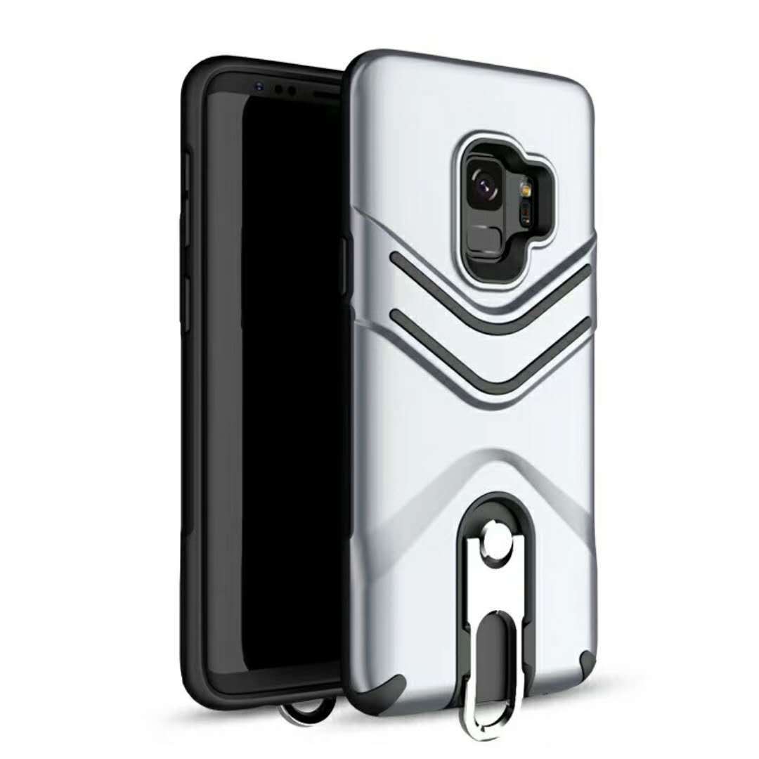 Galaxy S9 Metal Hook Carry Stand Hybrid Case (Silver)